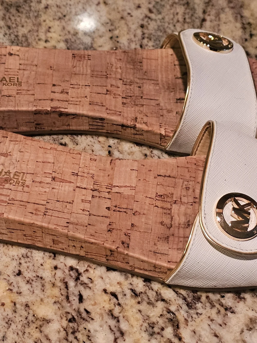 Michael Kors White Cork Slide Sandals